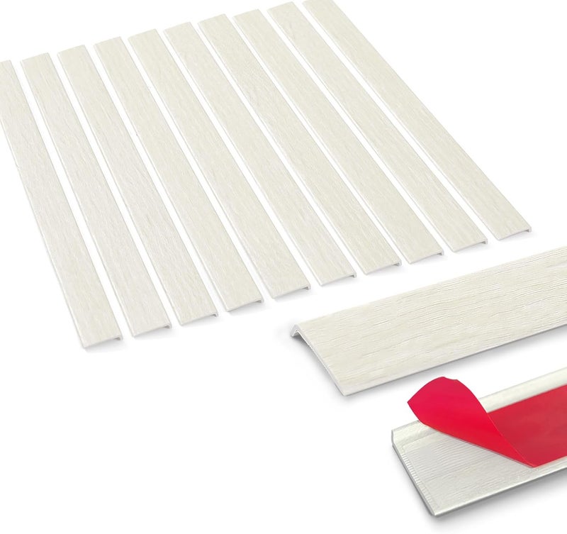 Tilingview 10 Pcs Peel and Stick Tile Trim Edge, Self-Adhesive 12" PVC Molding Edging for Kitchen Backsplash (Beige Woodgrain) - Image 1